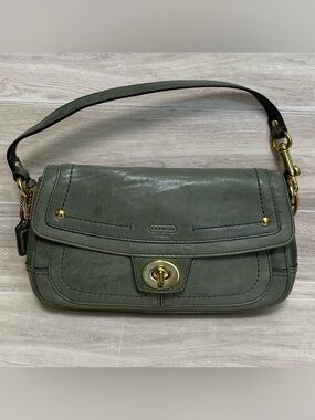 Coach Vintage Y2K Legacy Mini Shoulder Bag Wristlet Olive Green Leather